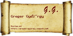 Greger György névjegykártya